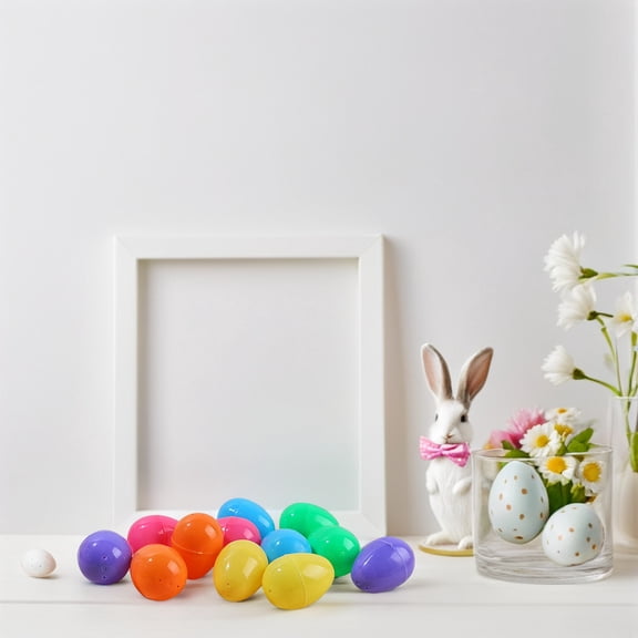 ETHZZLE 24Pcs Plastic Easter Egg Shells Assorted Color DIY Decorating Festival Party Favor