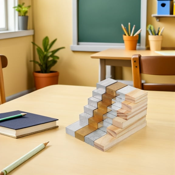 ETHZZLE 24-Piece Science Physics Density Blocks Set with Copper, Iron, Aluminum, and Wood for Educational Teaching