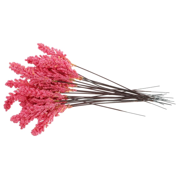 ETHZZLE 24Pcs Wheat Stems for Outdoor Decor Artificial Wheat Ear Adornment Pink Silk Flower Home Decoration
