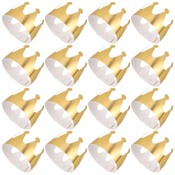 ETHZZLE 24Pcs Paper Crown Party Hats Golden Color Elegant Birthday Celebration Photo Props