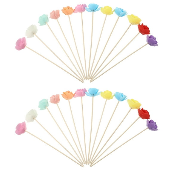 ETHZZLE Aromatherapy Plastic Figurines Set, 24 Assorted Color Pieces for Home Fragrance Diffuser Accessories