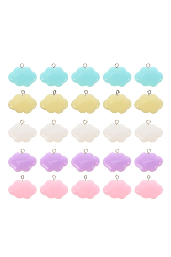 Assorted Color Plastic Cloud Pendant Charms for Jewelry Making, 25 Pieces Craft Supplies