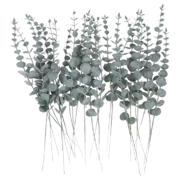 ETHZZLE Realistic Eucalyptus Picks Green Plastic Stems 25 Pieces for Year-Round Home, Wedding, and Event Decoration