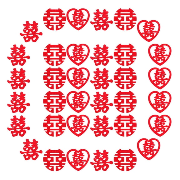 ETHZZLE 270Pcs Chinese Wedding Confetti Decorations Red Xi Word for Wedding Table and Bed Decor