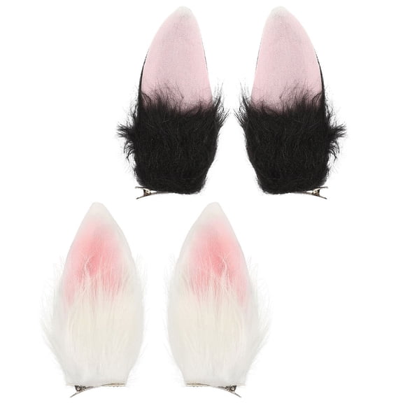 ETHZZLE Rabbit Ear Barrettes Lifelike Plush for Cosplay Versatile Use 2Pairs