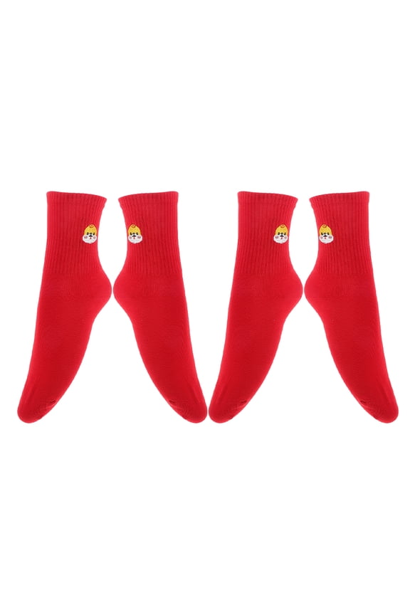 2Pairs Festive Red Snake Socks for Chinese New Year Soft Cotton Unisex Daily Wear
