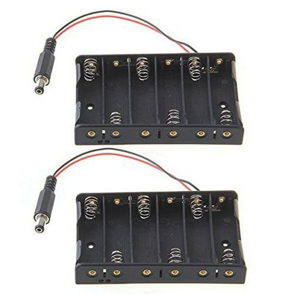 ETHZZLE 2Pcs 6 Aa Battery Case with Spring Clip Design for Microcomputer and Robot Applications