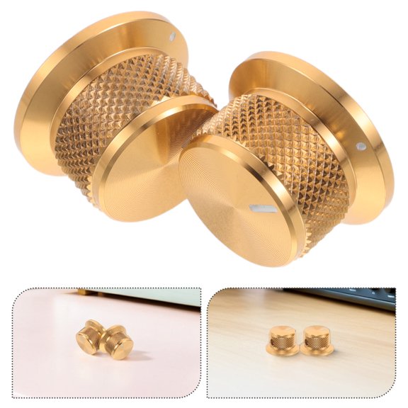 ETHZZLE 2Pcs Metal Guitar Volume Knobs Aluminum Control Caps with Durable Plated Gold Finish for Audio