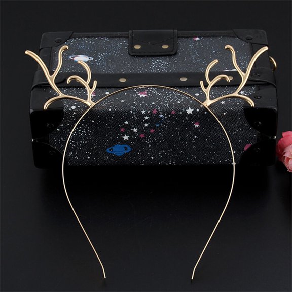 ETHZZLE 2-Pack Alloy Antler Hair Hoops for Women Christmas Party Favors Holiday Accessories