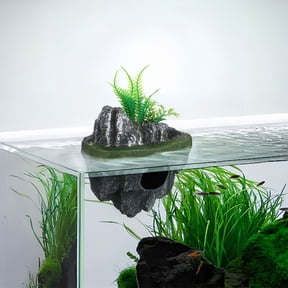 ETHZZLE 2-Pack Floating Resin Aquarium Rock Decorations Realistic Underwater Cave Hideout for Fish Tanks and Aquatic Landscapes