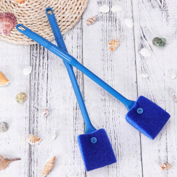 ETHZZLE Aquarium Scrubber Blue Portable Handle Efficient Anti-Scratch 2Pcs