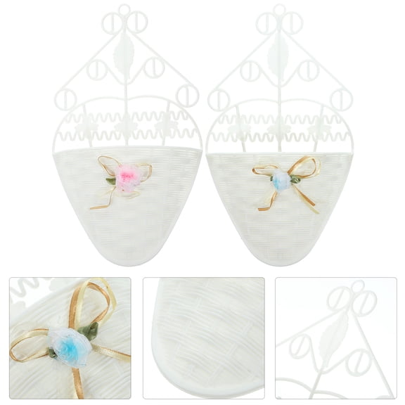 ETHZZLE 2Pcs Durable Plastic Hanging Flower Basket with Handle for Wall and Balcony Decor