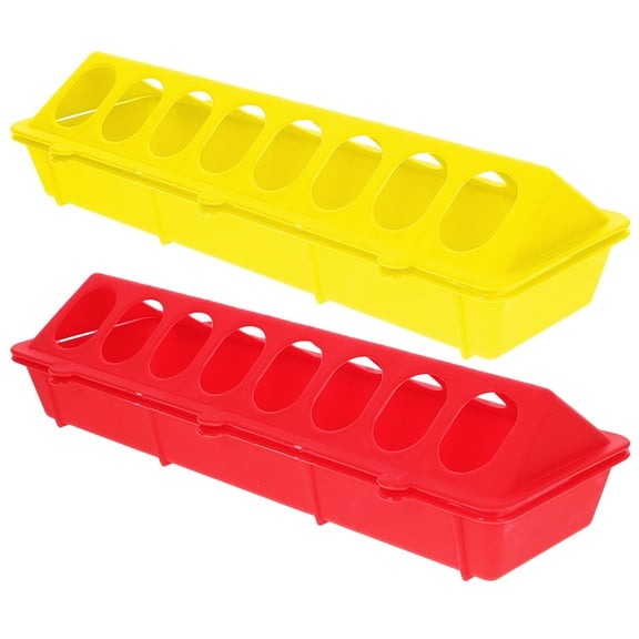 ETHZZLE 2Pcs Assorted Color Chicken Feeder Trough Plastic Poultry Feeders for Garden Use
