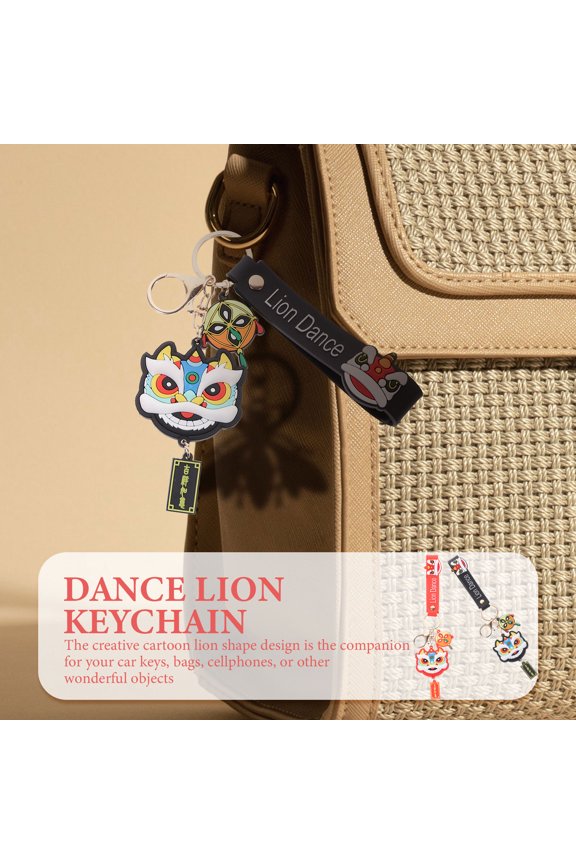 Silicone Lion Keychain, Assorted Colors, Traditional Chinese Style Bag Decor