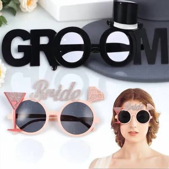 ETHZZLE 2Pcs Bachelor Party Plastic Glasses Photo Props in Vibrant Assorted Colors