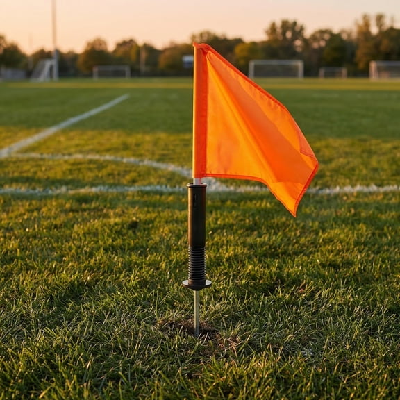 ETHZZLE 2Pcs Black Corner Flag Pole Ground Stake Spring Loaded Base for Soccer Field Boundary Marking