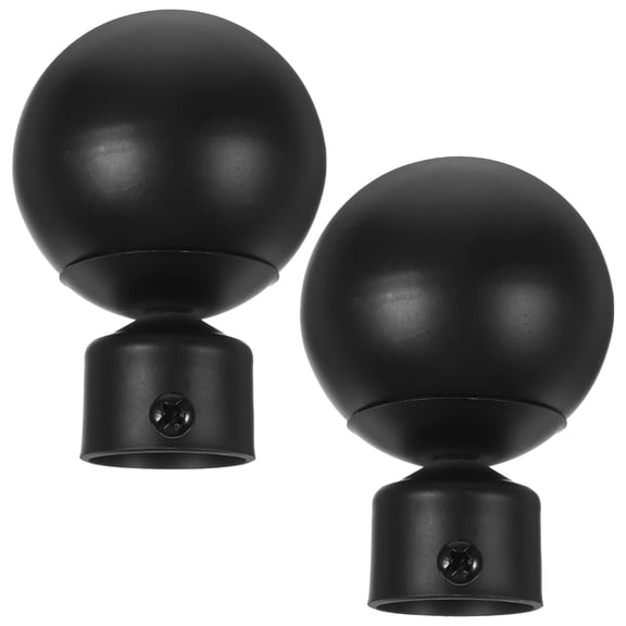 ETHZZLE Window Pole Head Cap Black Simple Design for Decoration 2Pcs