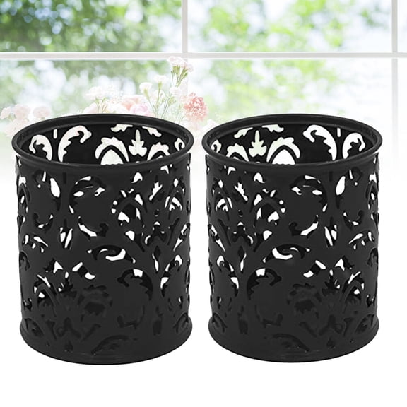 ETHZZLE 2Pcs Black Metal Pencil Organizer Pen Pot for Desk Use with Durability
