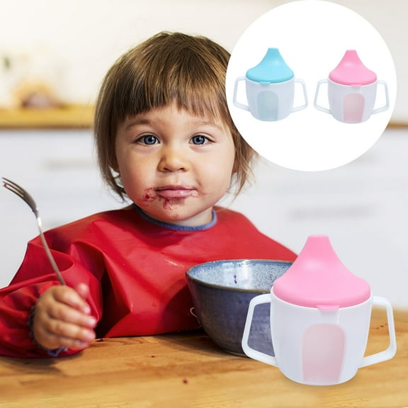 ETHZZLE 2Pcs Blue Training Bottle with Handle Leak Proof Duckbill Spout