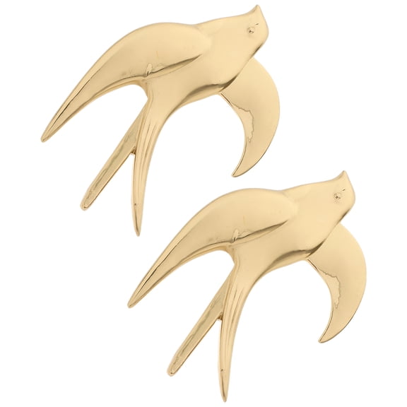 ETHZZLE Set of 2 Brass Metal Wall Art Flying Sparrow Sculptures Handmade Decorative Pieces for Bedroom and Office