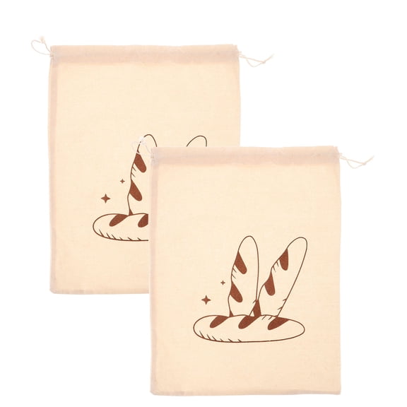 ETHZZLE Set of 2 Linen Bread Storage Bags with Drawstring Closure for Kitchen and Food Storage