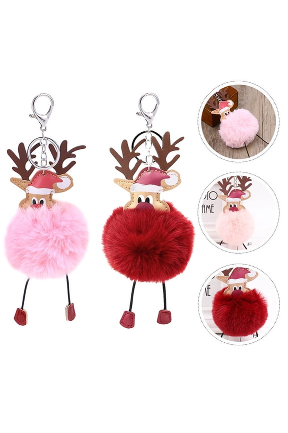 Plush Xmas Elk Keychain Assorted Color Durable Key Decoration