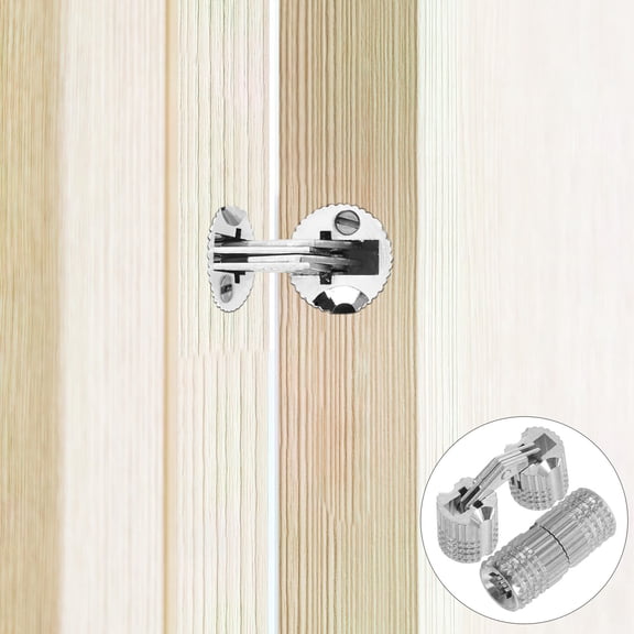 ETHZZLE 2Pcs Silver Brass Barrel Hinges Invisible Hinges for Kitchen Cabinet Doors