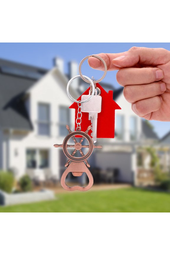 2Pcs Creative Rudder Keychain Beer Bottle Opener for Home Bar Party Use in Assorted Colors
