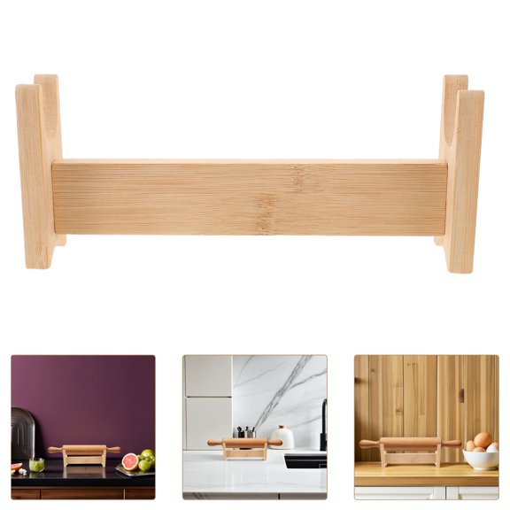 ETHZZLE 2Pcs Countertop Rolling Pin Organizer Wood Holder with Universal Fit for Pizza and Pie Dough