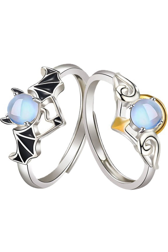2Pcs Couple Rings with Angel and Alloy Comfort Fit Lightweight Jewelry