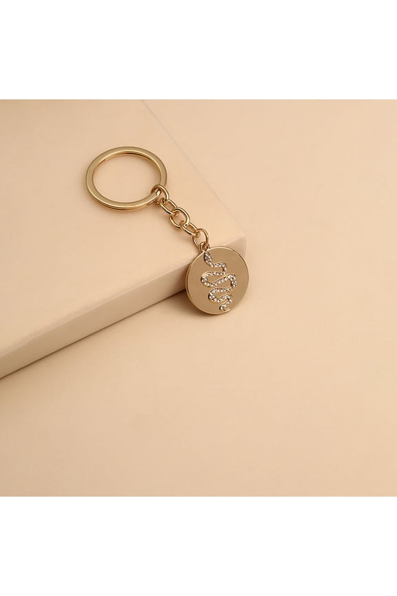 Cute Snake Key Chain Golden Metal Bag Hanging Decor for Visual Enjoyment 2Pcs