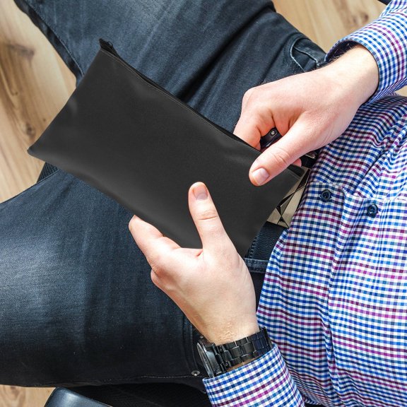 ETHZZLE 2Pcs Portable File Bag Black Waterproof Office Check