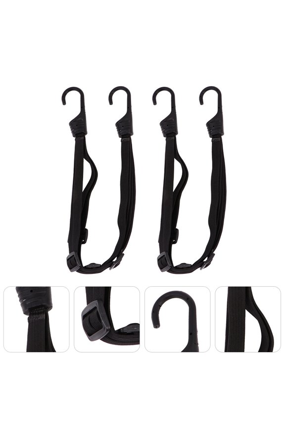 2Pcs Motorbike Tension Belt Black Elastic Rubber Luggage Tensioner Strap