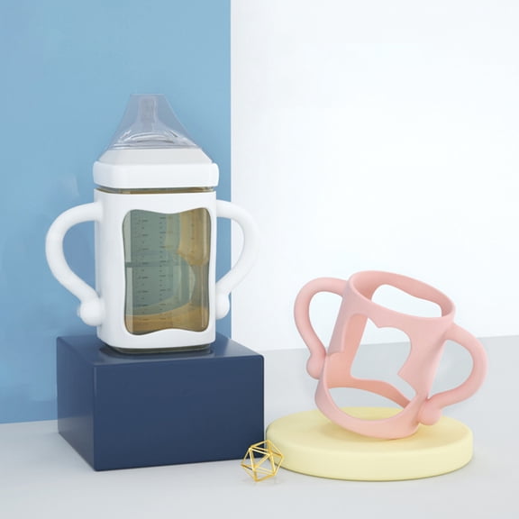 ETHZZLE Silicone Handles Pink Feeding Bottle Grips Comfortable Easy Attach 2Pcs