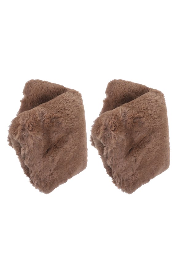 2Pcs Plush Light Brown Faux Fur Hand Muff Hand Warmer Pillow Tubular Design