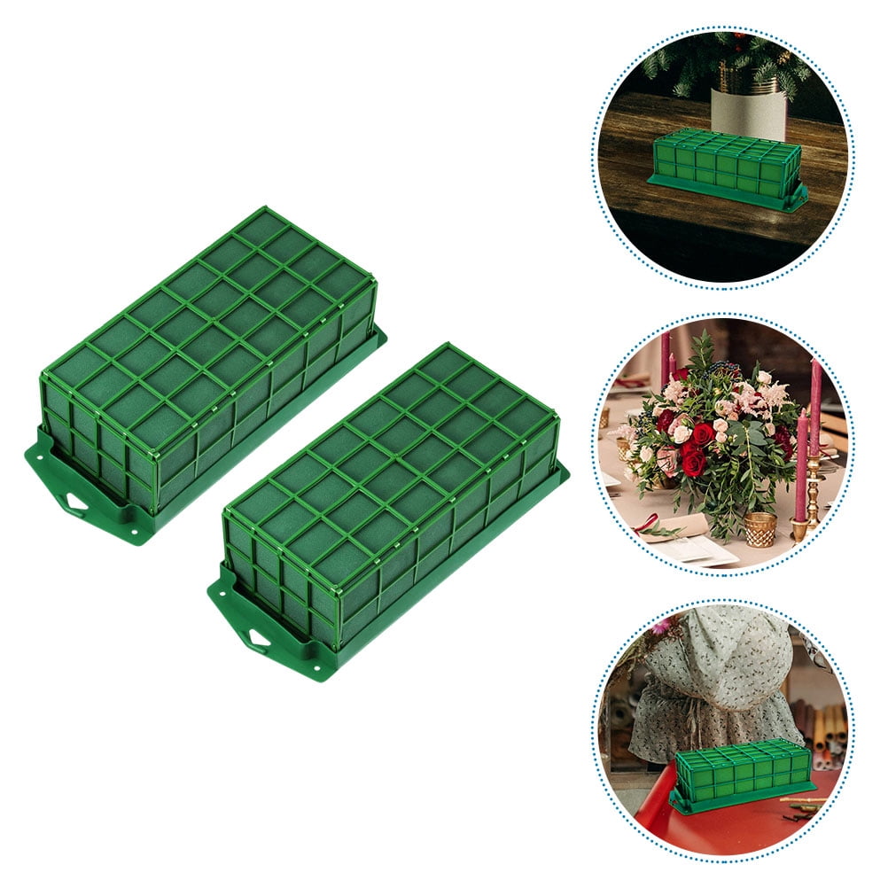 ETHZZLE 2Pcs Flower Mud Foam Cage Green Durable Water Absorbent for Wedding Events