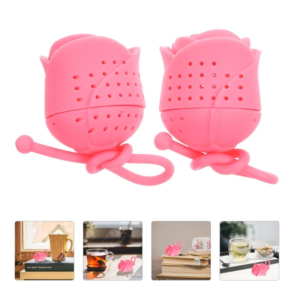 ETHZZLE Set of 2 Silicone Tea Infusers Rose Flower Shape for Loose Leaf Tea Accessories