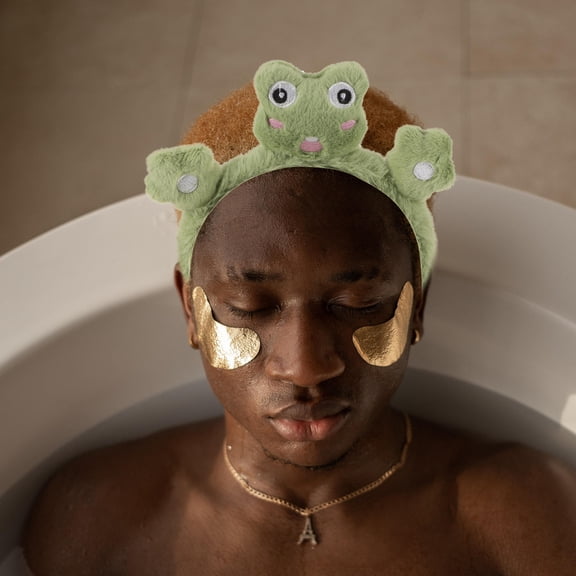 ETHZZLE 2Pcs Plush Frog Headband for Washing Face and Makeup Lightweight Hair Accessories