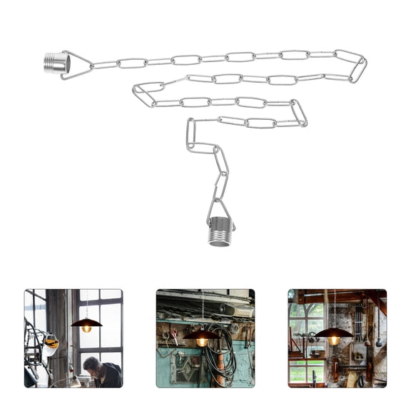 ETHZZLE 2Pcs Galvanized Metal Hanging Chain Plated Silver for Chandelier and Lamp Fixtures Durable