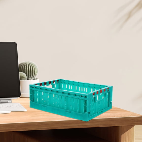 ETHZZLE 2Pcs Green Folding Storage Baskets Plastic with Transparent Window for Versatile Use