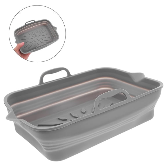 ETHZZLE 2Pcs Silicone Baking Mats Foldable Grey Reusable Oven Tray with Handles for Easy Food Transfer