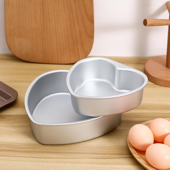 ETHZZLE 2Pcs Heart Shaped Cake Pans Aluminum Nonstick Baking Molds for Romantic Celebrations