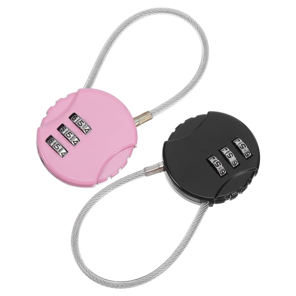 ETHZZLE 2Pcs Heavy Duty Combination Lock with Steel Cable for Luggage Gate Security and Outdoor Use