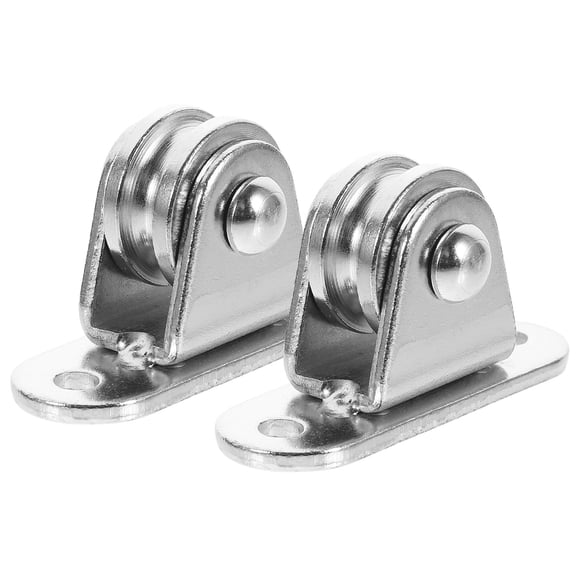 ETHZZLE 2Pcs Pulley Block Set Plated Silver Iron Material High Load Bearing for Lifting Traction Support