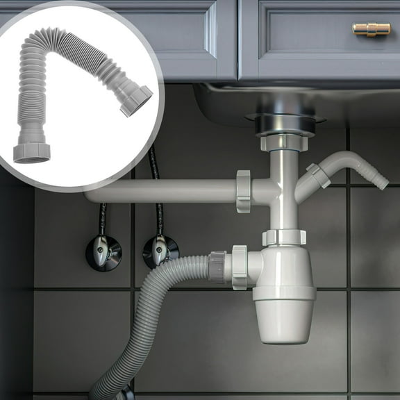 ETHZZLE 2Pcs Kitchen Sink Drain Pipe Plastic Flexible Drain Hose for Homeowners