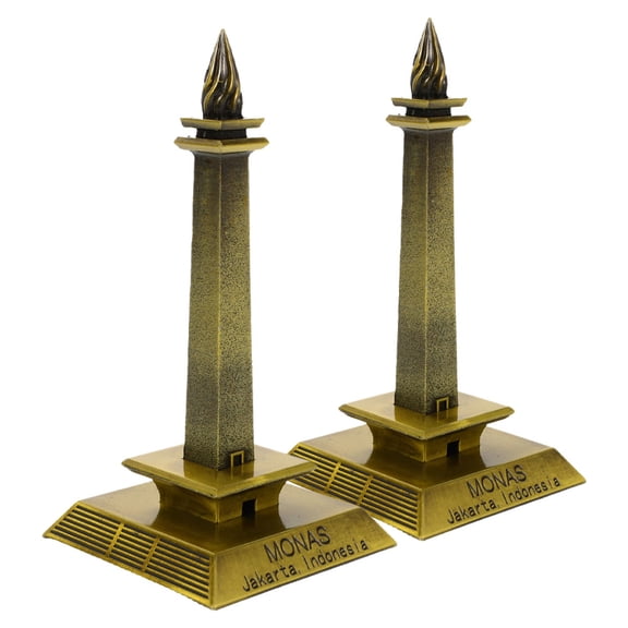 ETHZZLE 2Pcs Indonesian Tower Statue Model Coffee Color Architectural Sculpture for Home Office Desktop Decoration