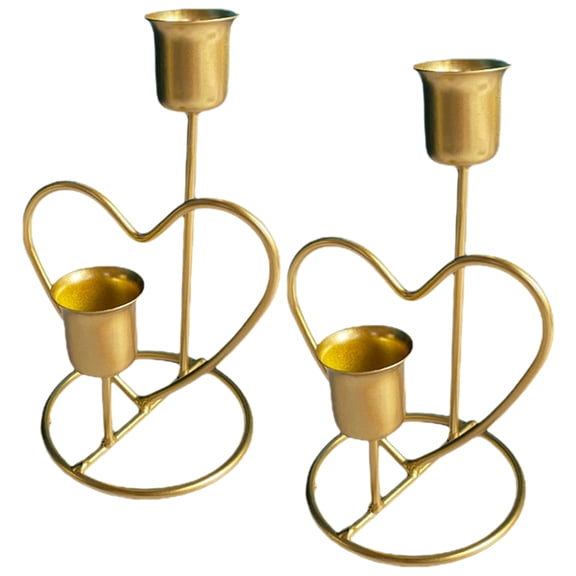 ETHZZLE Decorative Candlestick Holders Metal Candlestick Nordic Style 2Pcs Golden