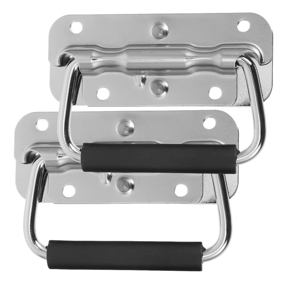 ETHZZLE 2Pcs Heavy Duty Iron Case Handles Comfortable Plated Silver Toolbox Pull Handle
