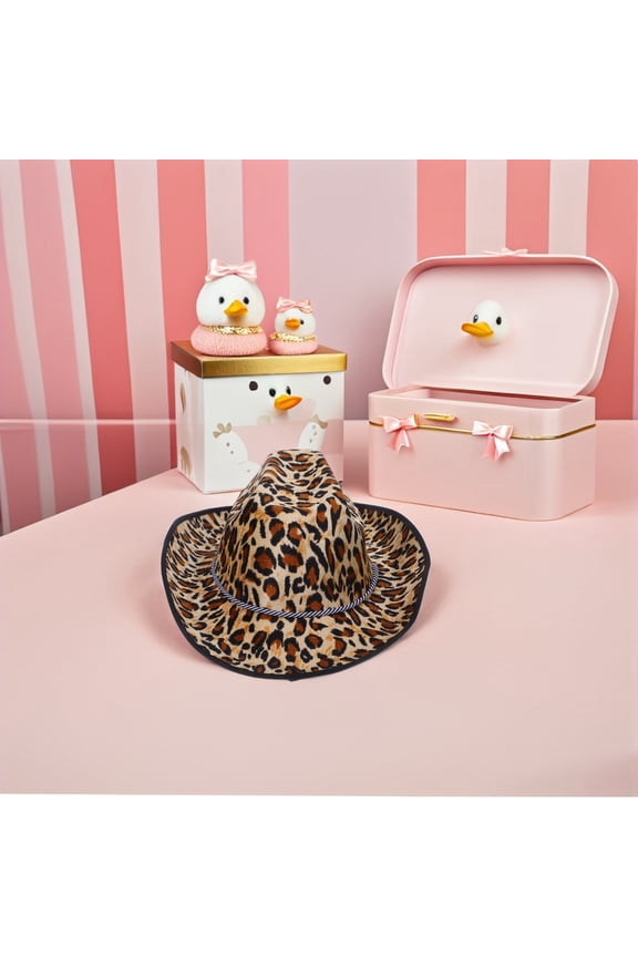 2Pcs Leopard Accessories Costume Cowboy Hat Cloth Fashionforward Design for Everyday Wear Women