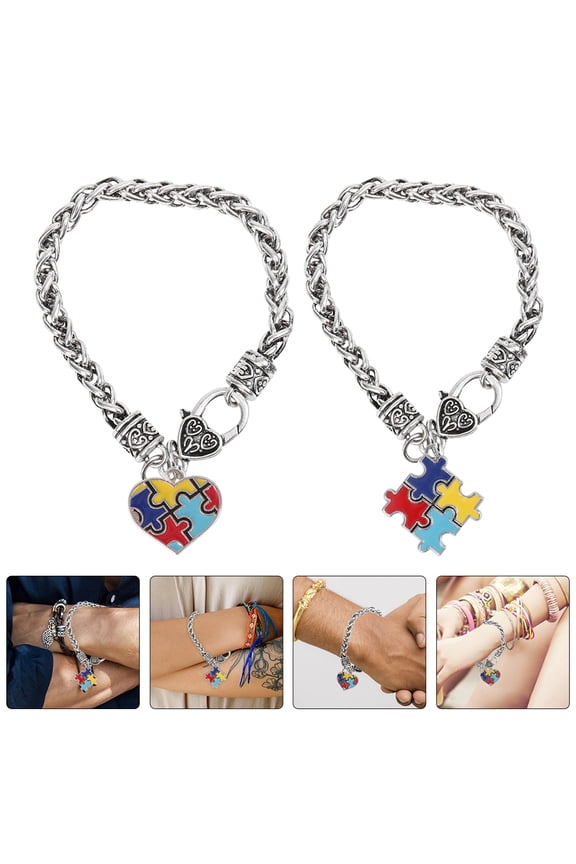 2Pcs Fashionable Autism Bracelet Lightweight Zinc Alloy Hand Chain for Decor